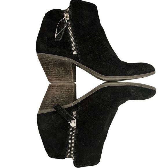 Frye Black Suede Bootie Women’s Sz. 7 Double-Zipper Western Preppy - Picture 1 of 11